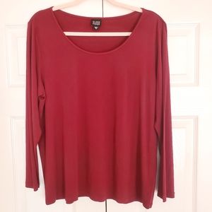 Eileen Fisher Burgundy 100% Silk Stretch Top XL